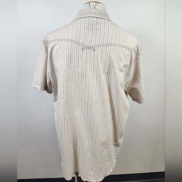 Rewire Men's Beige Striped Shirt Short Sleeve Retro, sz XL - Picture 3 of 13